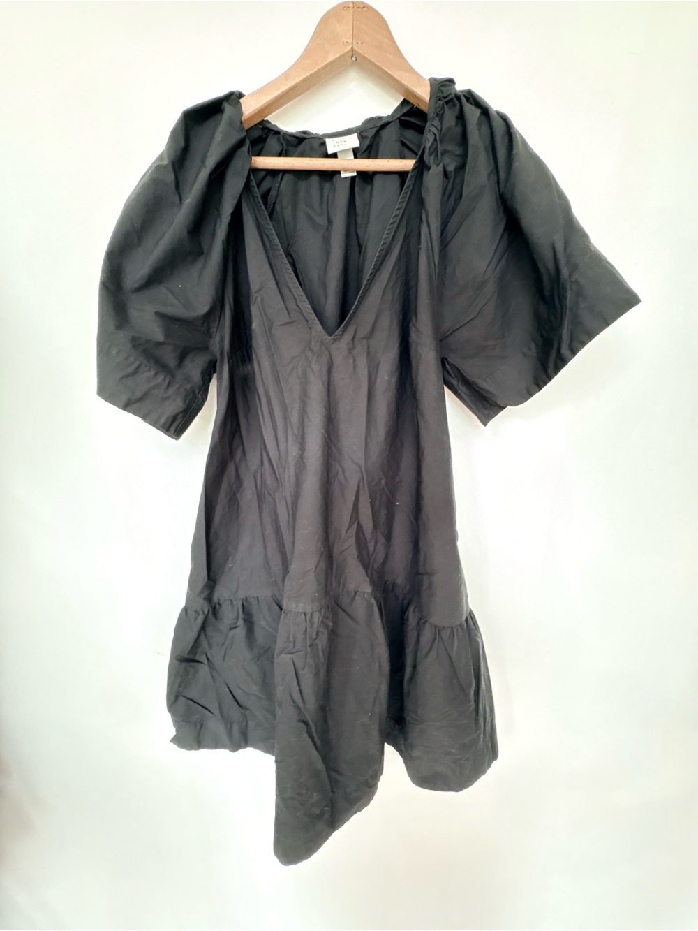 a new day Black V-Neck Puff Sleeve Mini Dress